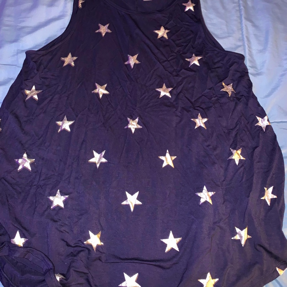 Silver Star Navy Tank Top